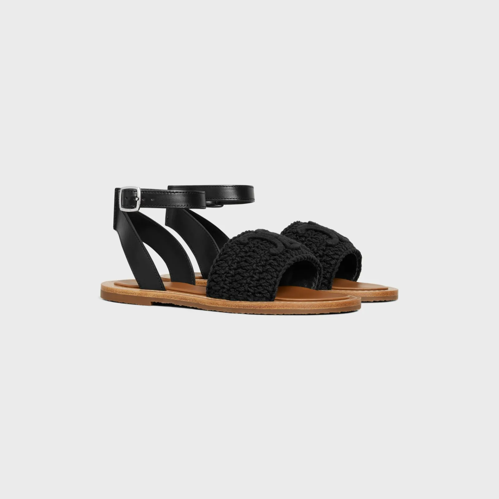 Outlet LYMPIA SANDAL in TRIOMPHE MACCRAMÉ COTTON & CALFSKIN Women Sandals