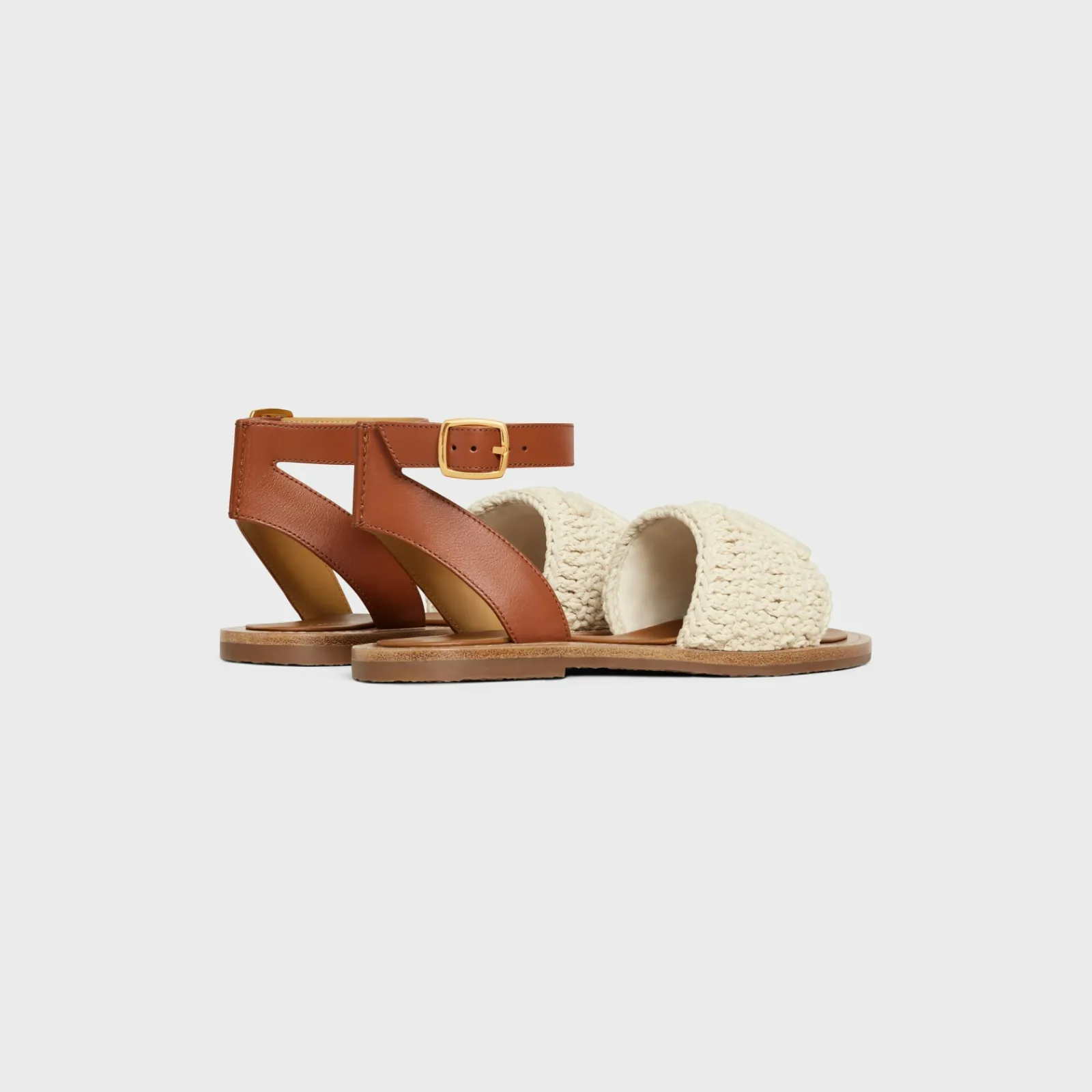 Discount LYMPIA SANDAL in TRIOMPHE MACCRAMÉ COTTON & CALFSKIN Women Sandals