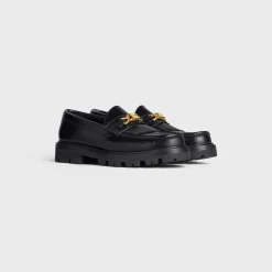 Sale MARGARET LOAFER WITH TRIOMPHE CHAIN in POLISHED BULL Women Loafers And Flats