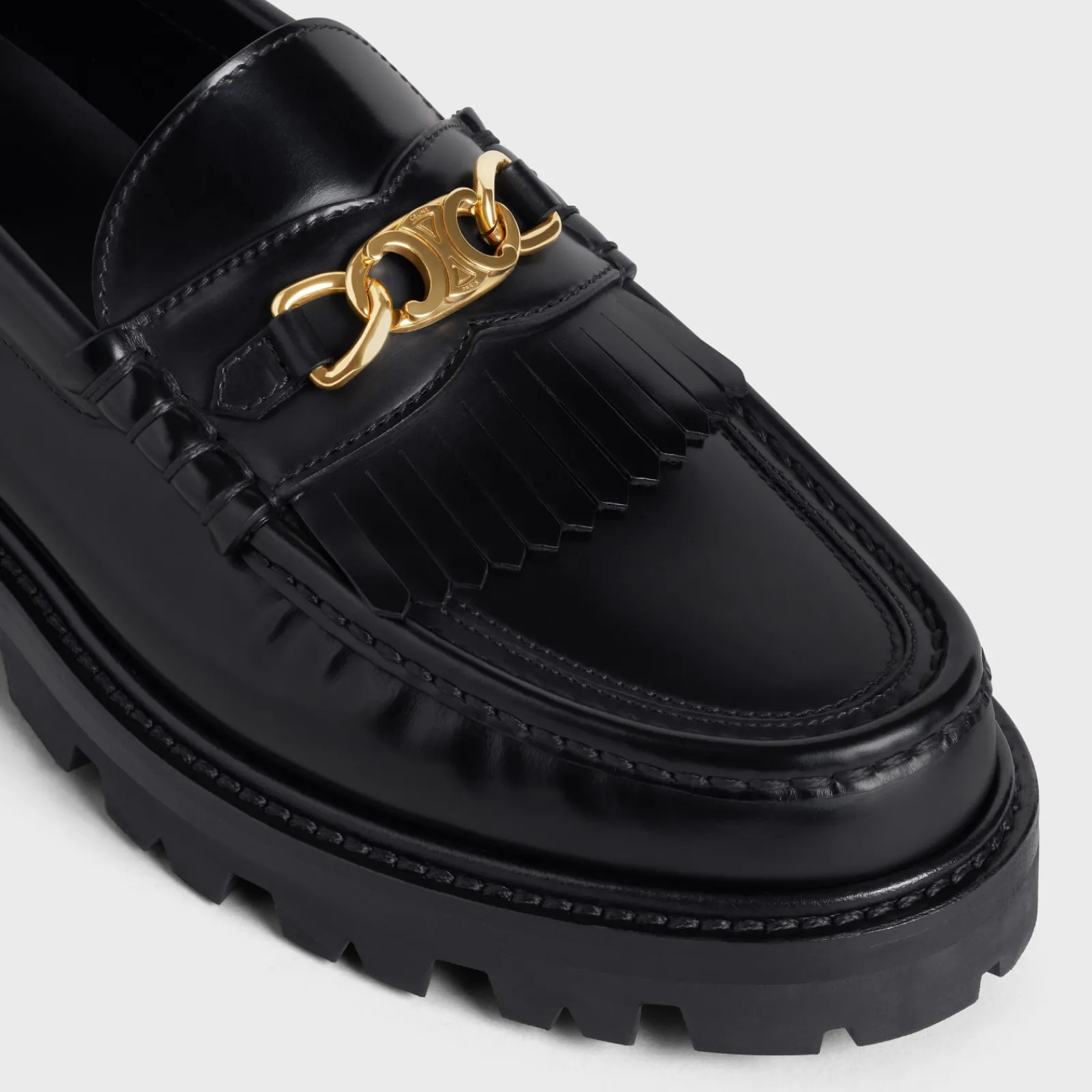 Sale MARGARET LOAFER WITH TRIOMPHE CHAIN in POLISHED BULL Women Loafers And Flats