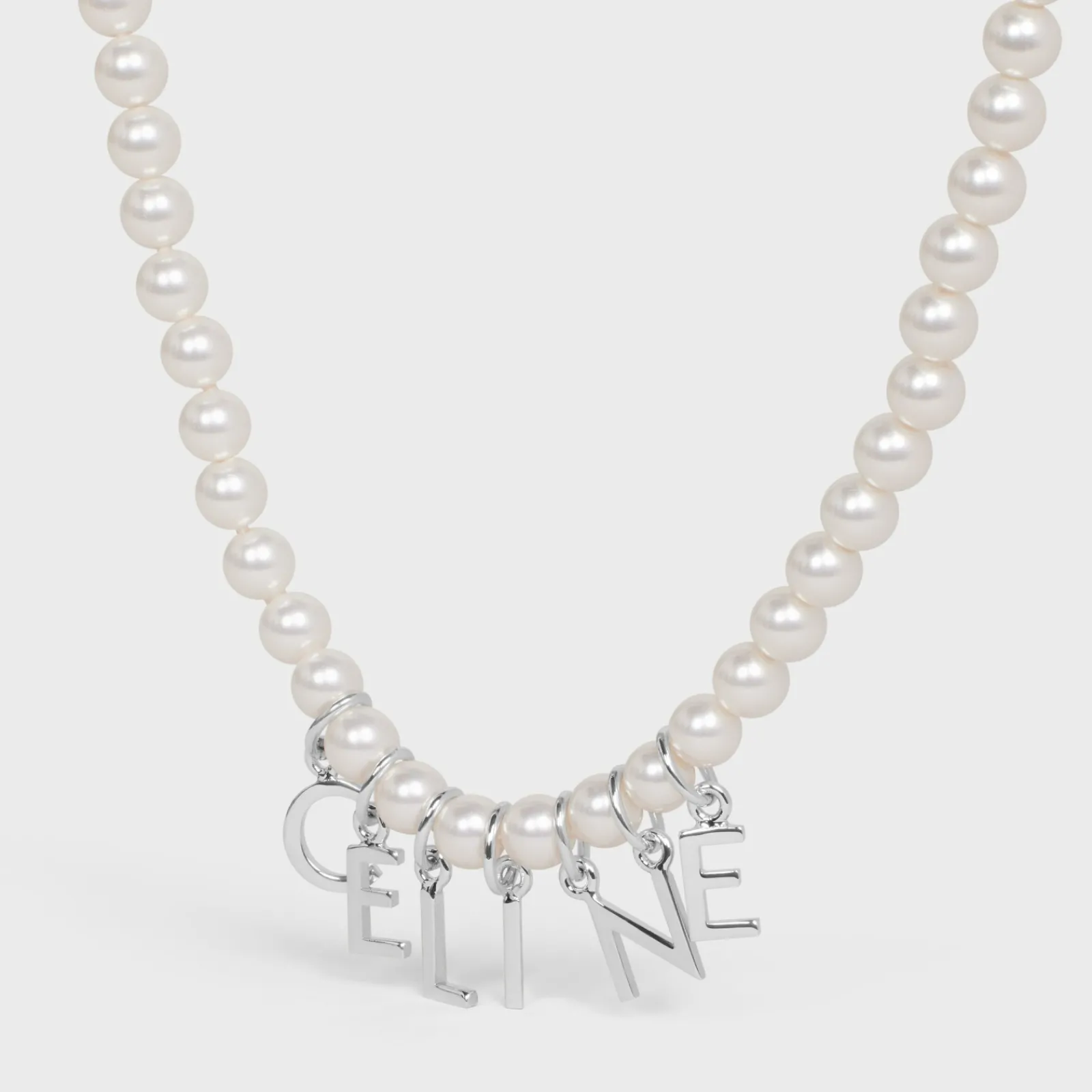 Best Monochroms Necklace in Glass Pearls and Brass with Rhodium Finish Necklaces