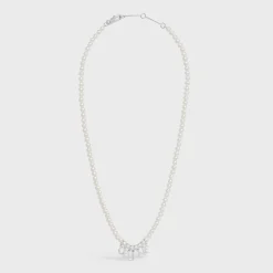 Best Monochroms Necklace in Glass Pearls and Brass with Rhodium Finish Necklaces