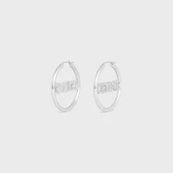 Discount Monochroms Strass Hoops in Brass with Rhodium Finish and Crystals Women Other Lines | Categories·Earrings