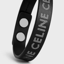 Sale Monochroms Studs Bracelet in Calfskin and Brass with Rhodium Finish Bracelets & Rings