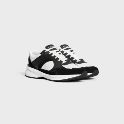 Fashion RUNNER CR-03 LOW LACE-UP SNEAKER in MESH, CALFSKIN AND SUEDE CALFSKIN Sneakers