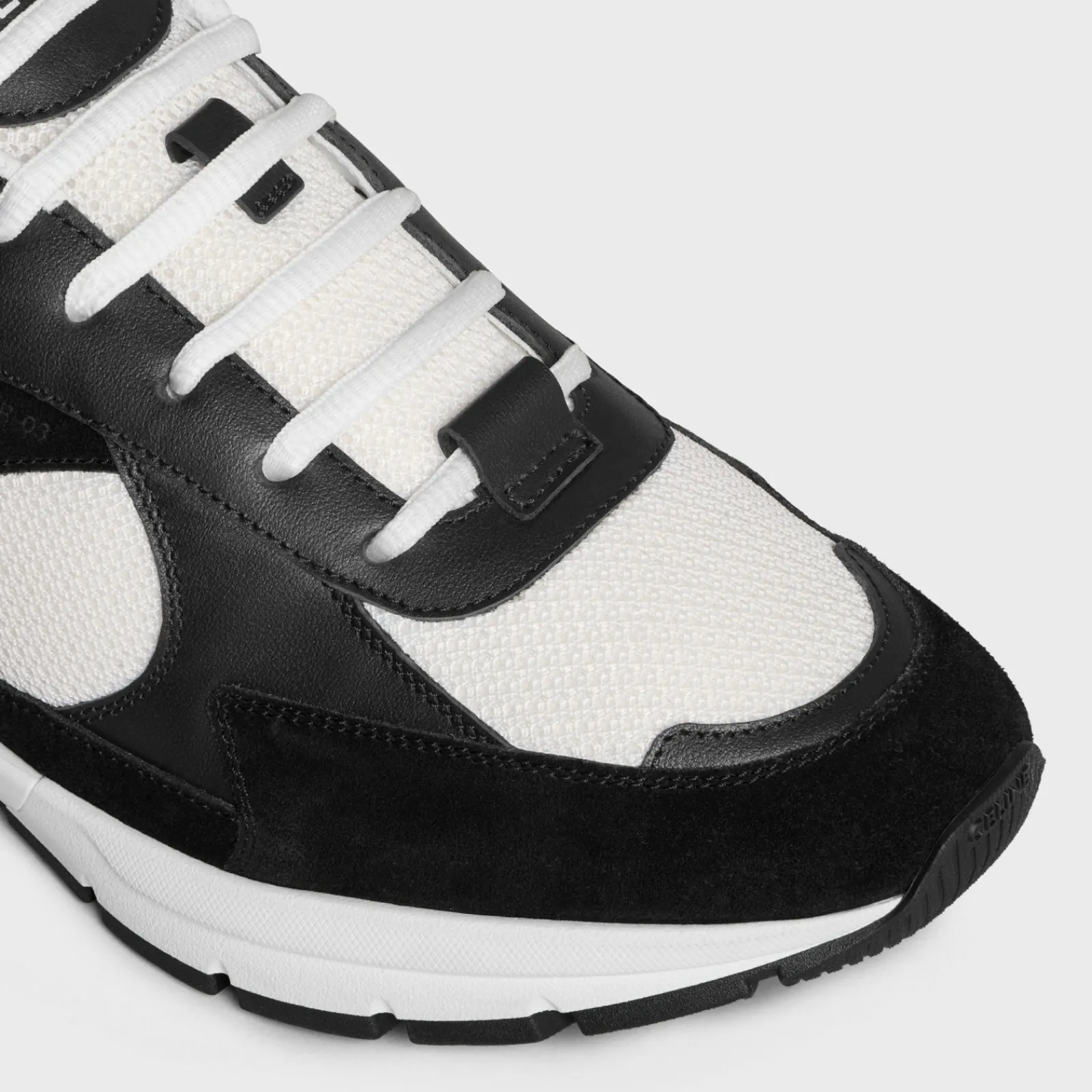 Fashion RUNNER CR-03 LOW LACE-UP SNEAKER in MESH, CALFSKIN AND SUEDE CALFSKIN Sneakers