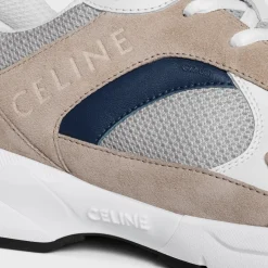 Clearance RUNNER CR-03 LOW LACE-UP SNEAKER in MESH, SUEDE CALFSKIN AND CALFSKIN Women Sneakers