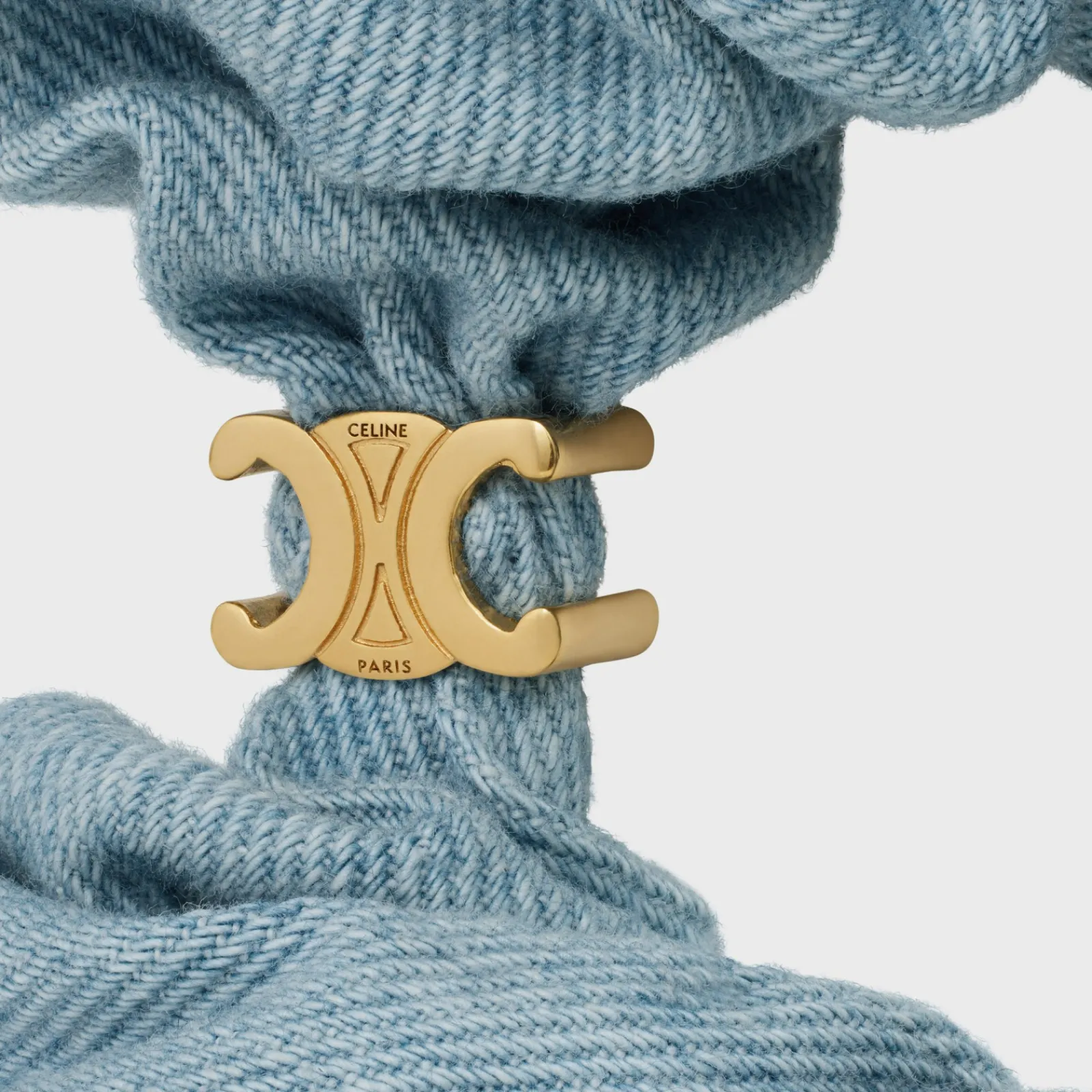 Clearance Scrunchy Denim in Cotton and Brass with Gold Finish Women Hair Accessories