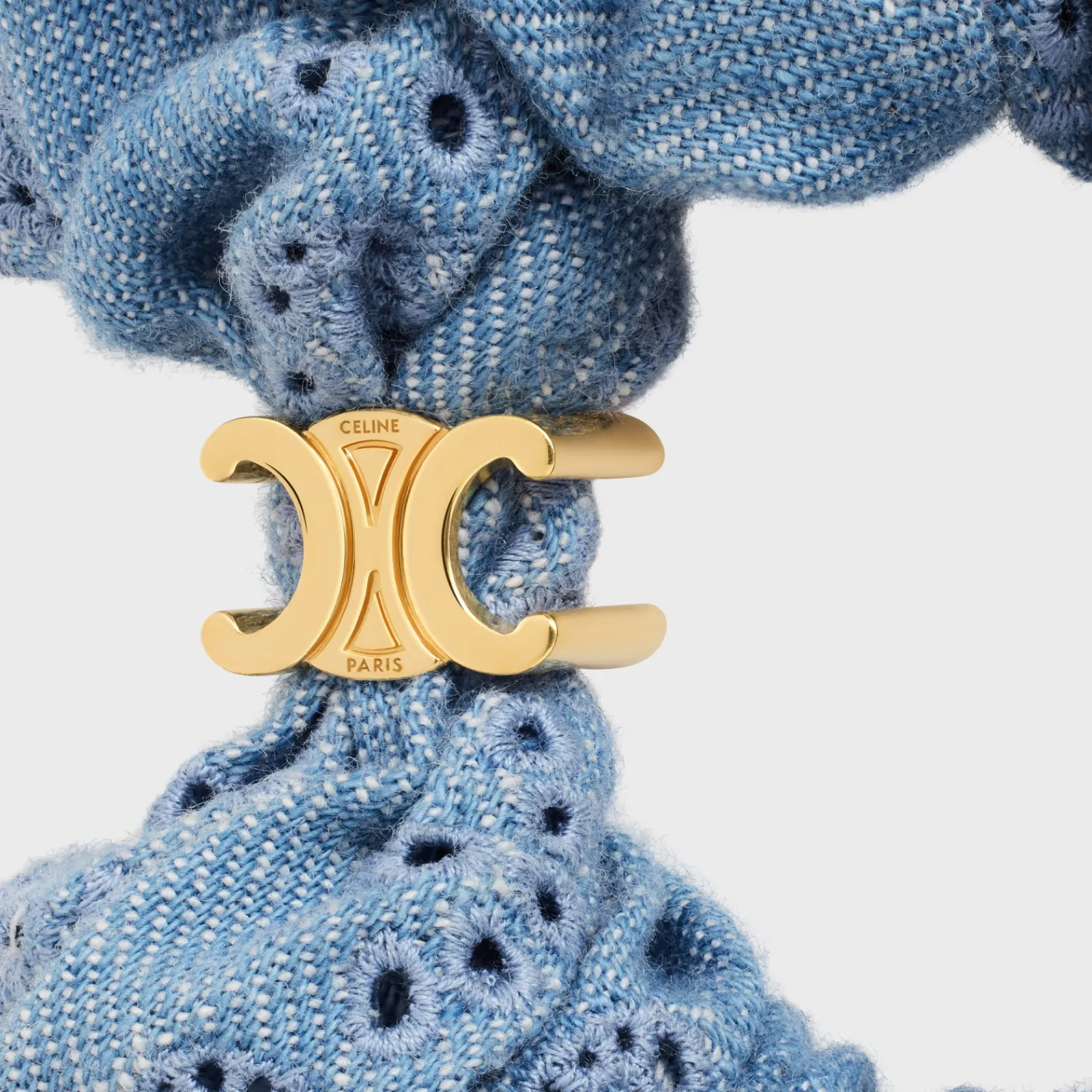 Discount Scrunchy English Embroidery in Brass with Gold Finish and Cotton Women Hair Accessories
