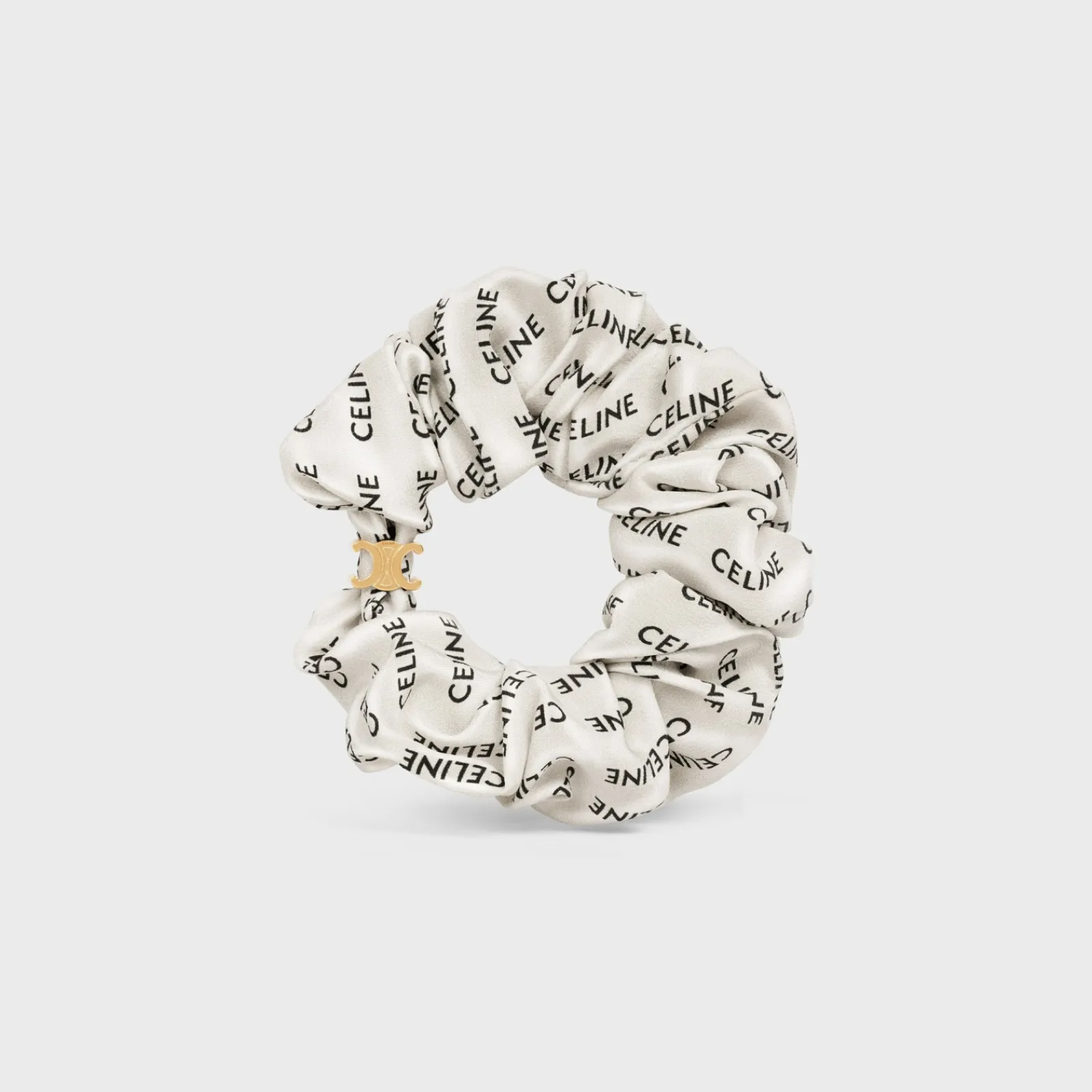Hot Scrunchy Rayure in Silk and Brass with Gold finish Women Hair Accessories
