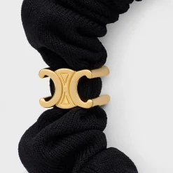 Discount Set of 2 Small Scrunchies in Polyamide, Elastane and Brass with Gold Finish Women Hair Accessories