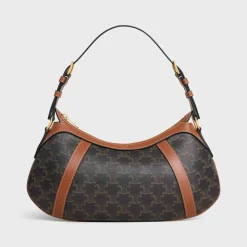 Best STRIPED HOBO in TRIOMPHE CANVAS & CALFSKIN Women Triomphe Canvas | Categories·Shoulder Bags