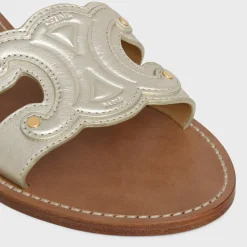 Discount TRIOMPHE MULE in Metalized Calfskin Women Sandals