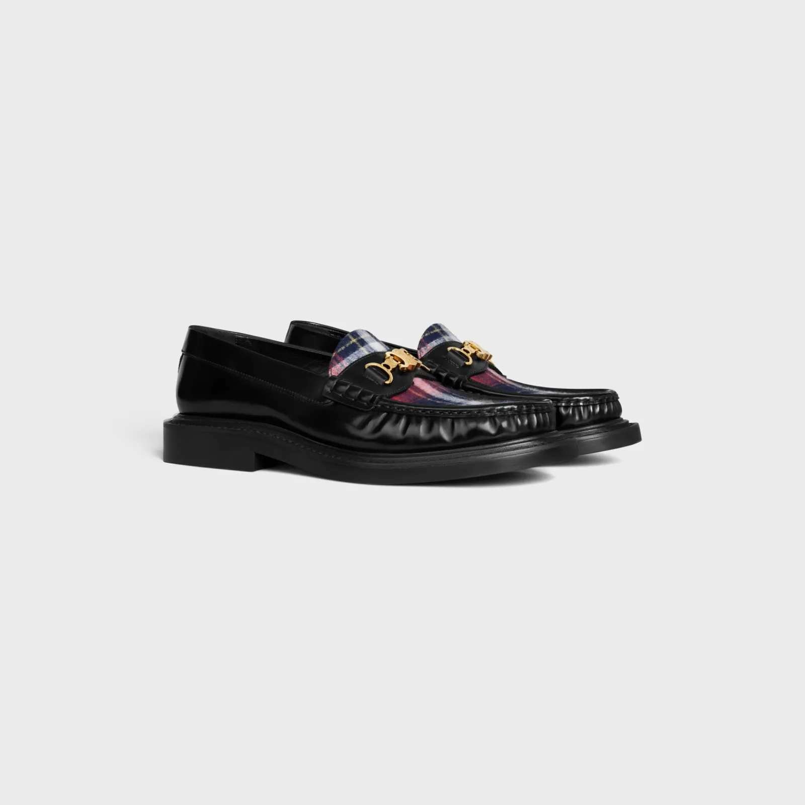 Outlet UNIVERSITÉ TRIOMPHE CHAIN LOAFER in POLISHED BULL AND TARTAN Women Loafers And Flats