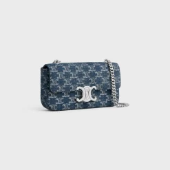 Fashion CHAIN SHOULDER BAG CLAUDE in DENIM WITH TRIOMPHE ALL-OVER Women More Lines·Claude | Categories·Shoulder Bags