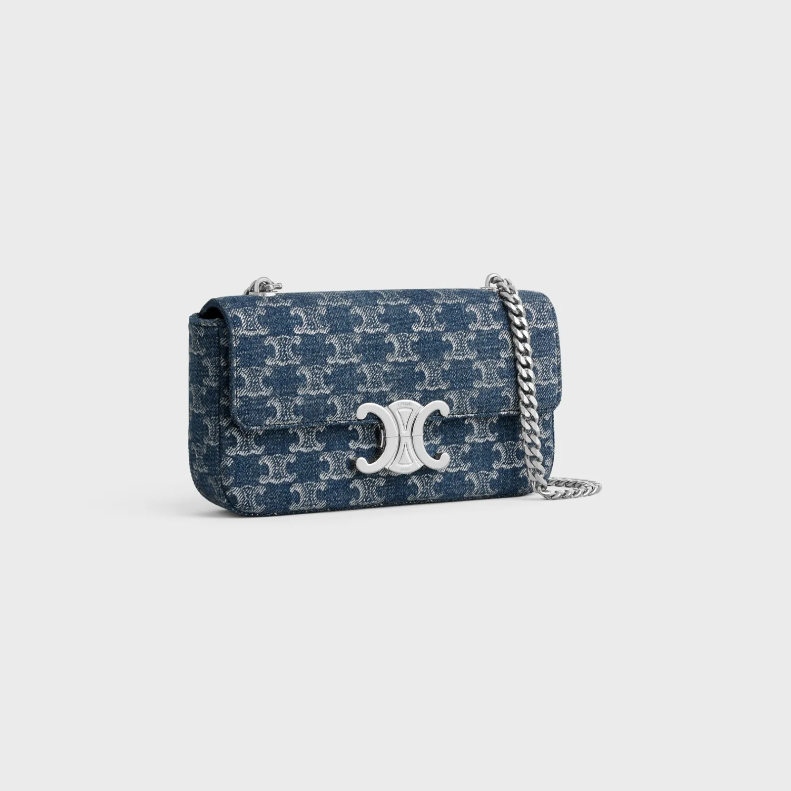 Fashion CHAIN SHOULDER BAG CLAUDE in DENIM WITH TRIOMPHE ALL-OVER Women More Lines·Claude | Categories·Shoulder Bags