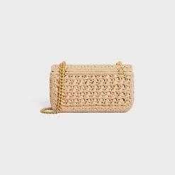 Best CHAIN SHOULDER BAG CLAUDE in RAFFIA EFFECT TEXTILE Women More Lines·Claude | Categories·Shoulder Bags