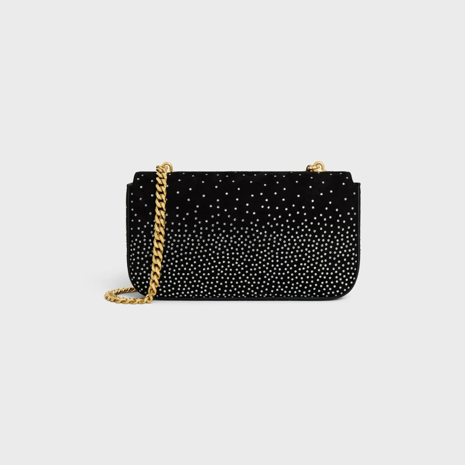 Sale CHAIN SHOULDER BAG CLAUDE in SUEDE GOATSKIN WITH STRASS Women More Lines·Claude | Categories·Shoulder Bags