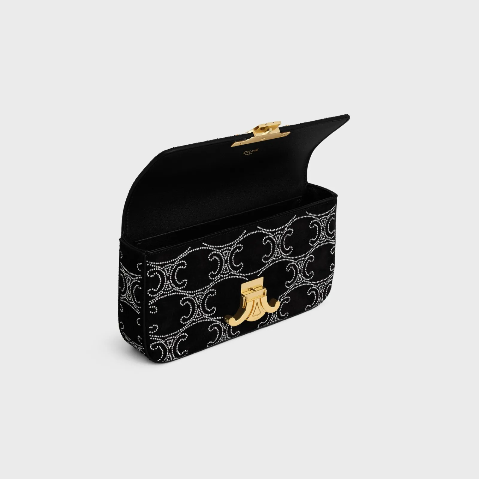 Sale CHAIN SHOULDER BAG CLAUDE in SUEDE CALFSKIN WITH TRIOMPHE STRASS Women More Lines·Claude | Categories·Shoulder Bags
