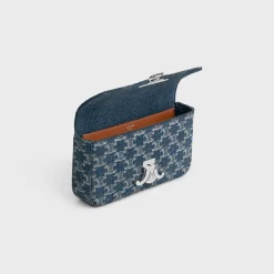 Fashion CHAIN SHOULDER BAG CLAUDE in DENIM WITH TRIOMPHE ALL-OVER Women More Lines·Claude | Categories·Shoulder Bags