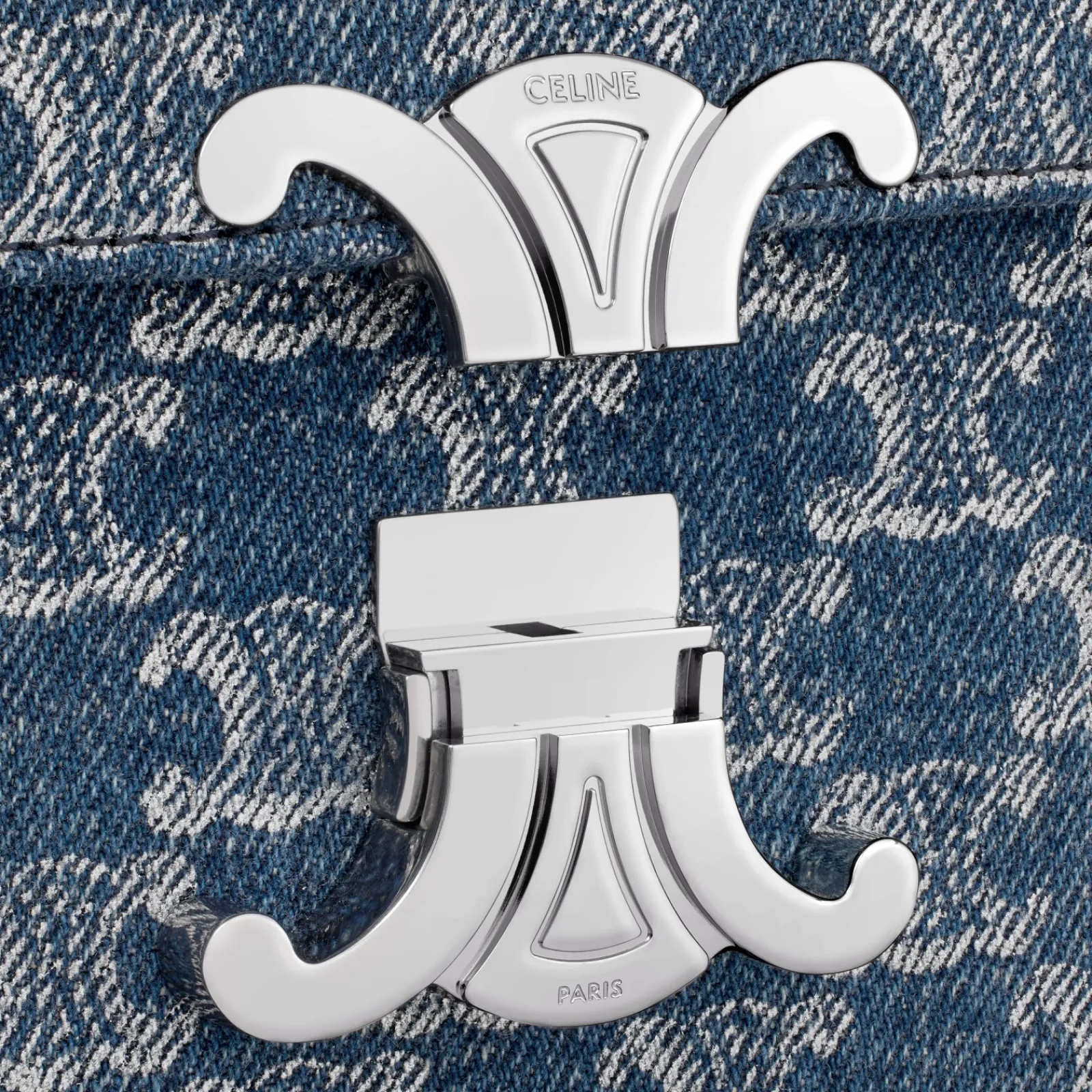 Fashion CHAIN SHOULDER BAG CLAUDE in DENIM WITH TRIOMPHE ALL-OVER Women More Lines·Claude | Categories·Shoulder Bags