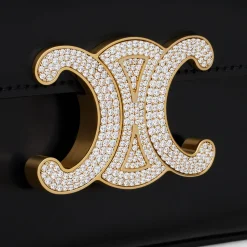 Hot CHAIN SHOULDER BAG CLAUDE WITH STRASS CLOSURE in shiny calfskin Women More Lines·Claude | Categories·Shoulder Bags