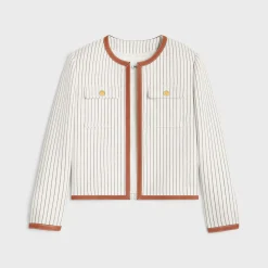 Fashion chelsea jacket in striped wool Women Jackets