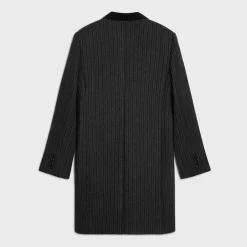 Outlet chesterfield coat in striped wool Coats & Blousons