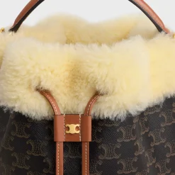 Clearance CLARA BAG in TRIOMPHE CANVAS AND SHEARLING Women Triomphe Canvas | Categories·Cross-Body Bags