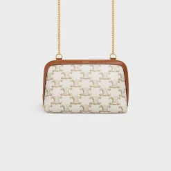 Discount Clutch with Chain in Triomphe canvas and Lambskin Women Triomphe Canvas