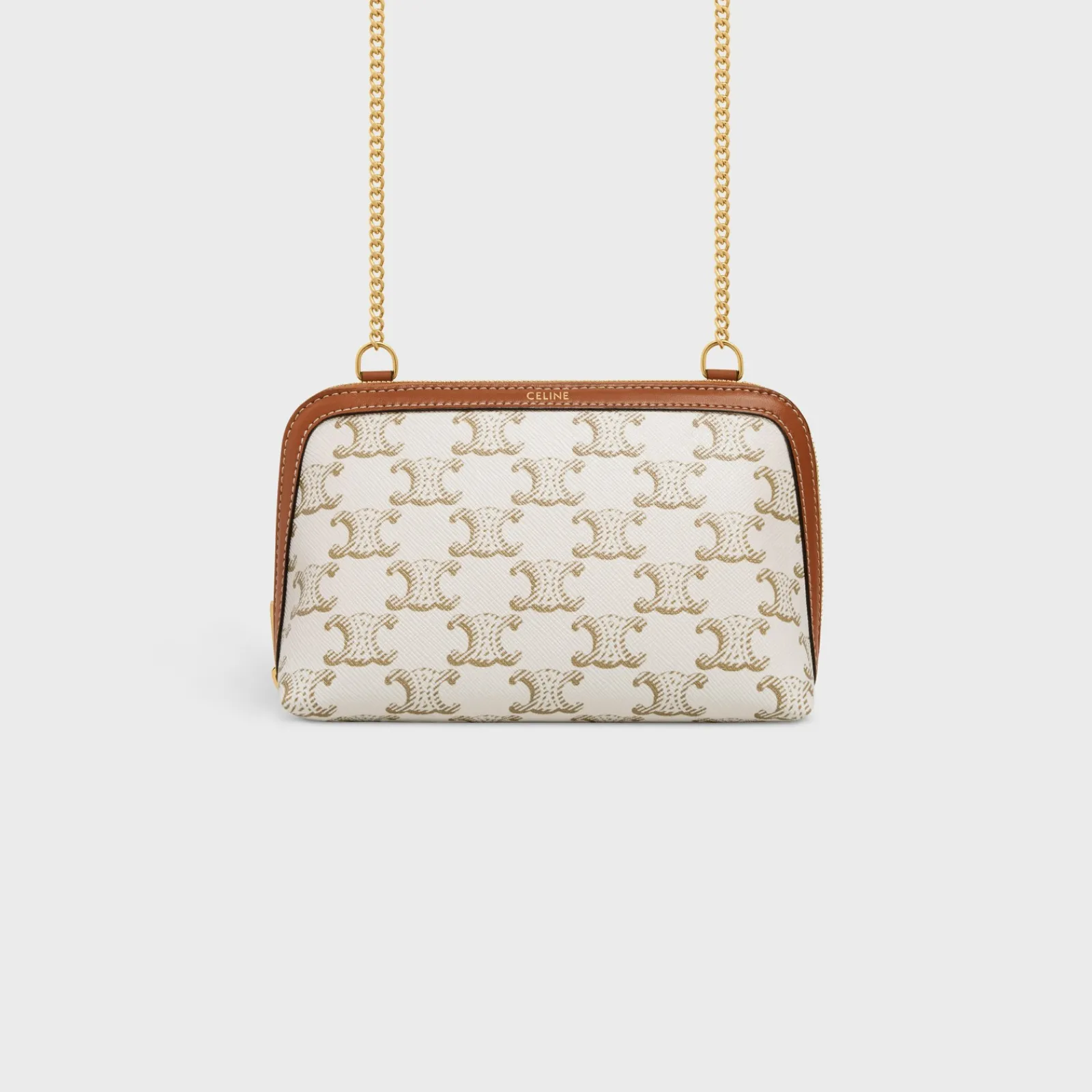 Discount Clutch with Chain in Triomphe canvas and Lambskin Women Triomphe Canvas