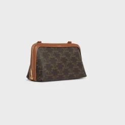 Discount Clutch with Chain in Triomphe canvas and Lambskin Women Triomphe Canvas