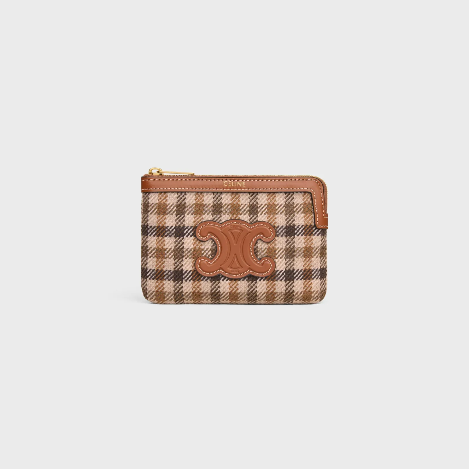 Sale Coin And Card Pouch in TARTAN TEXTILE AND CALFSKIN Women More Lines·Cuir Triomphe | Categories·Coin And Card Holders