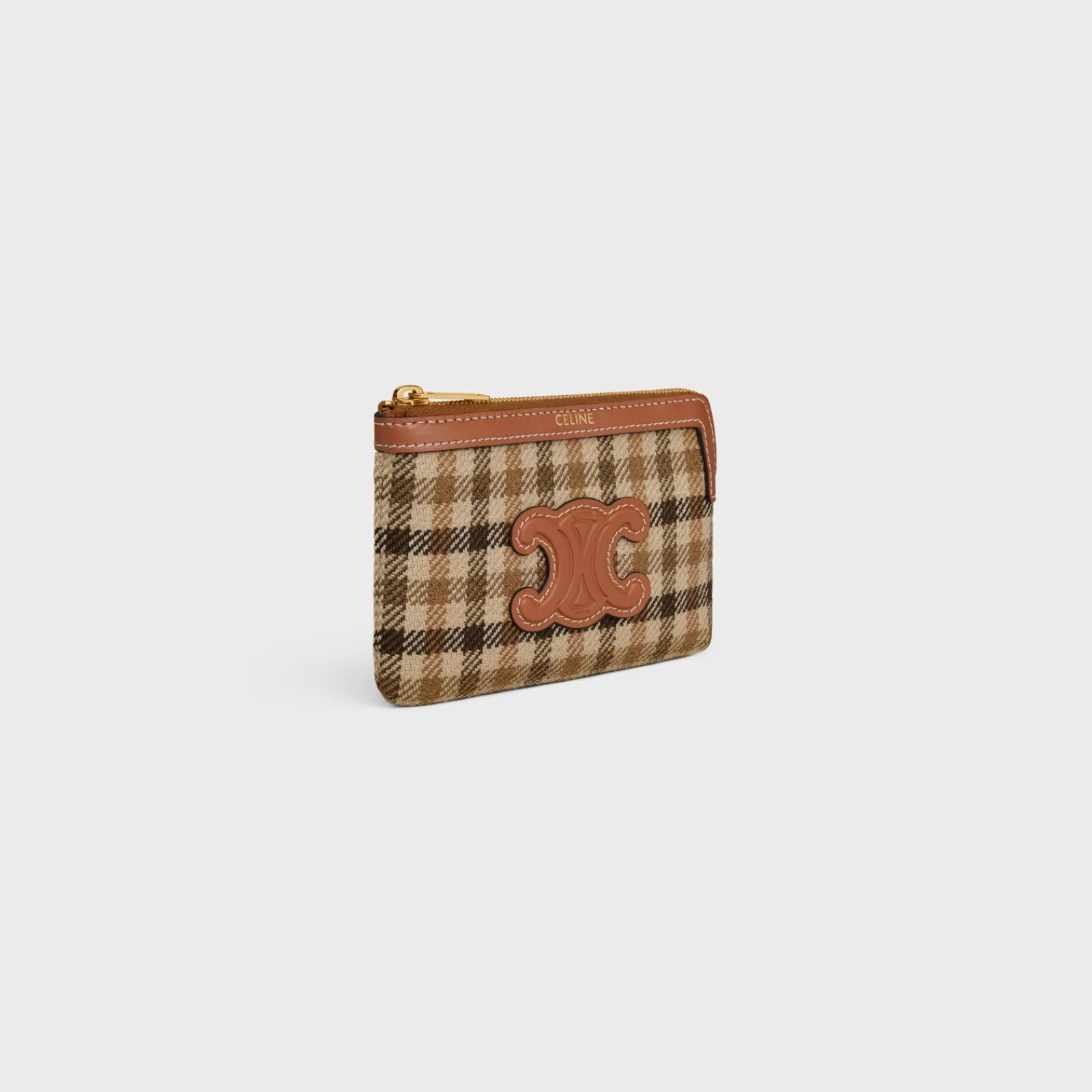 Sale Coin And Card Pouch in TARTAN TEXTILE AND CALFSKIN Women More Lines·Cuir Triomphe | Categories·Coin And Card Holders