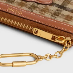 Sale Coin And Card Pouch in TARTAN TEXTILE AND CALFSKIN Women More Lines·Cuir Triomphe | Categories·Coin And Card Holders