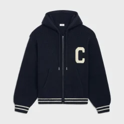 Online college hooded sweater in wool Knitwear