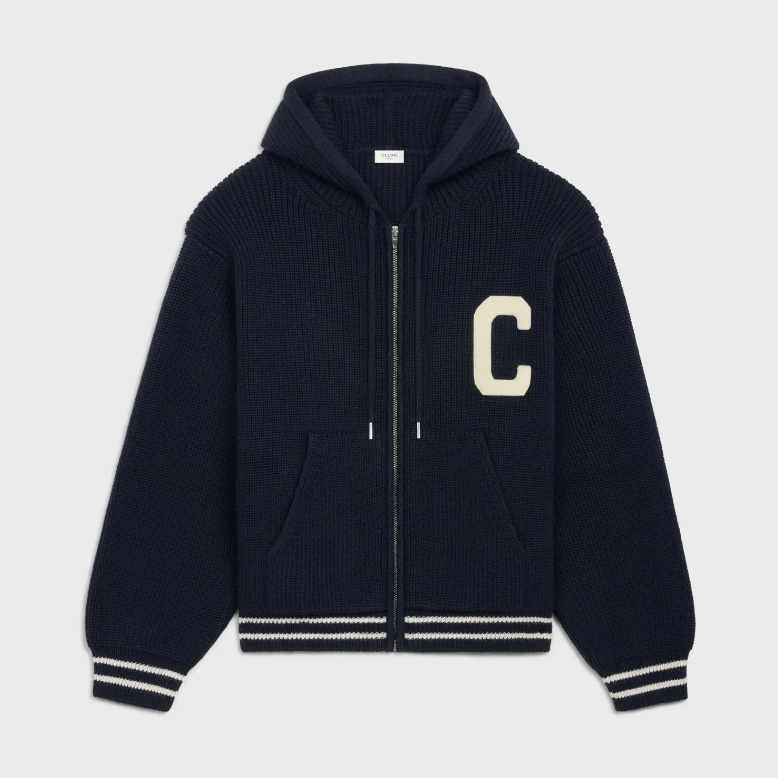 Online college hooded sweater in wool Knitwear