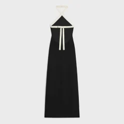 Fashion column dress in satin-lined crepe Women Dresses And Skirts