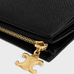 Discount COMPACT WALLET TRIOMPHE CHARMS in GRAINED CALFSKIN Women Triomphe | Categories·Wallets