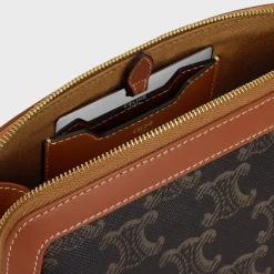 Discount COSMETIC LIPSTICK POUCH IN TRIOMPHE CANVAS AND CALFSKIN Beauty Accessories | Travel