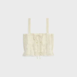 Discount crop top in floral crocheted cotton Women Knitwear