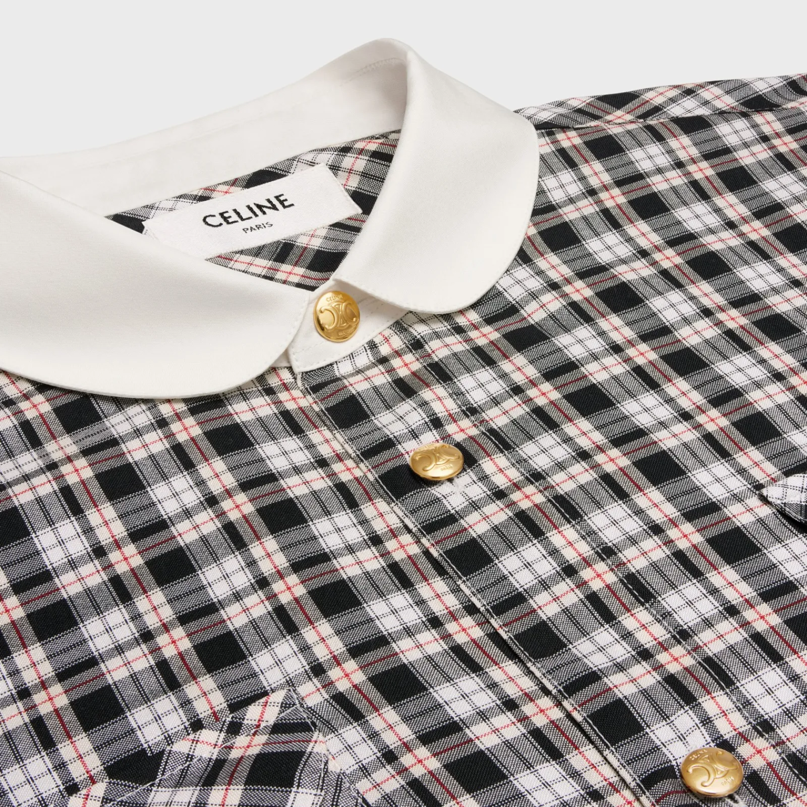 Hot cropped shirt in check silk Women Shirts And Tops