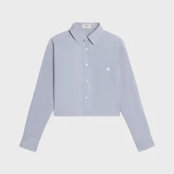New cropped shirt in striped cotton and silk Women Shirts And Tops