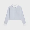 Hot cropped shirt in striped cotton poplin Women Shirts And Tops