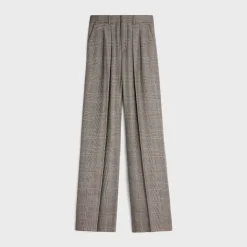Clearance Double-pleated Tixie pants in checked flannel Women Pants And Shorts