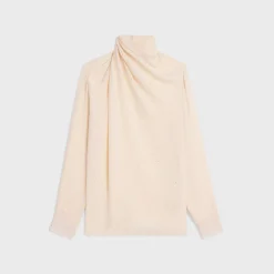 New draped neck blouse with rhinestones in lightweight sablé Women Shirts And Tops