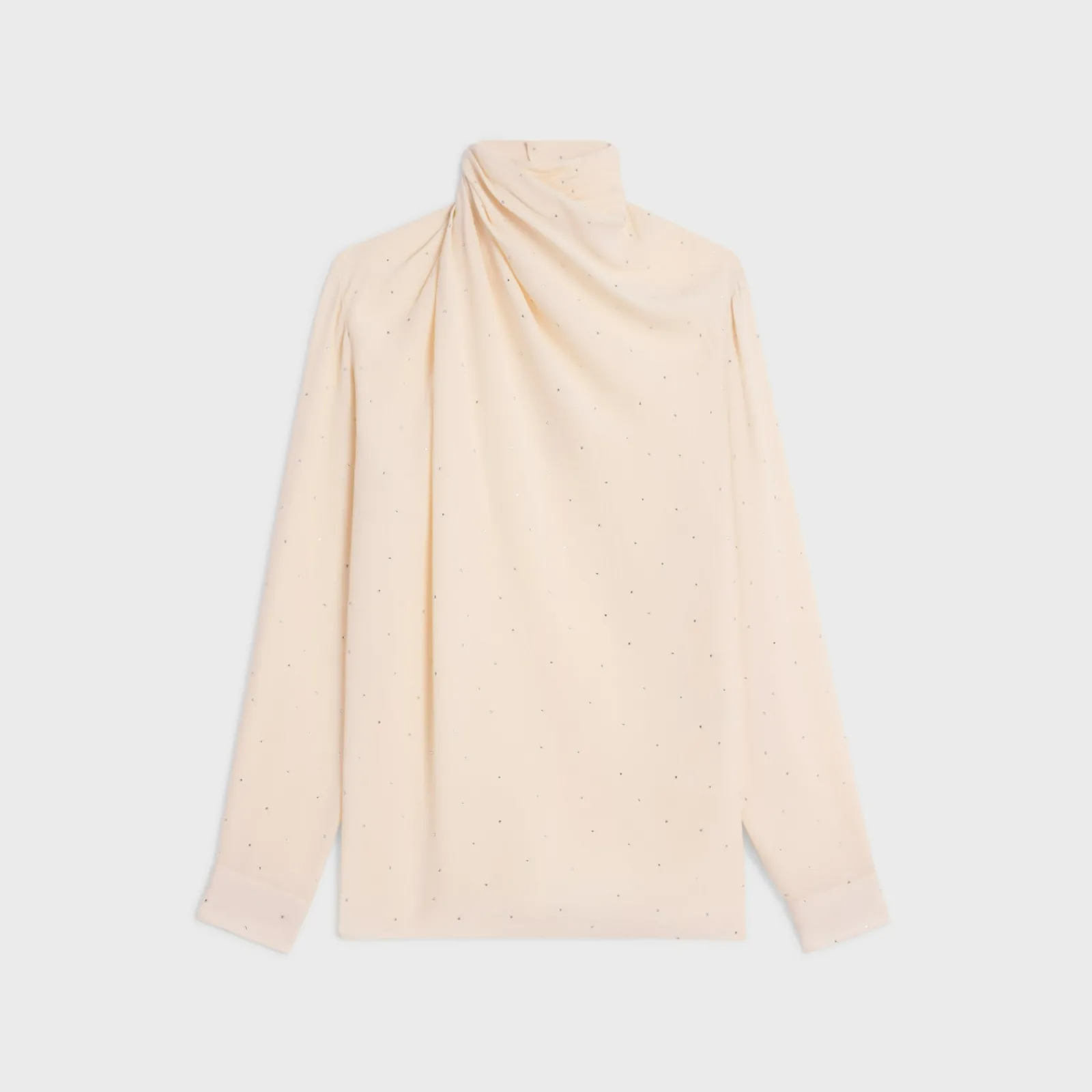 New draped neck blouse with rhinestones in lightweight sablé Women Shirts And Tops