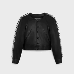 New embroidered blouson jacket in soft lambskin Women Jackets | Leather And Shearling
