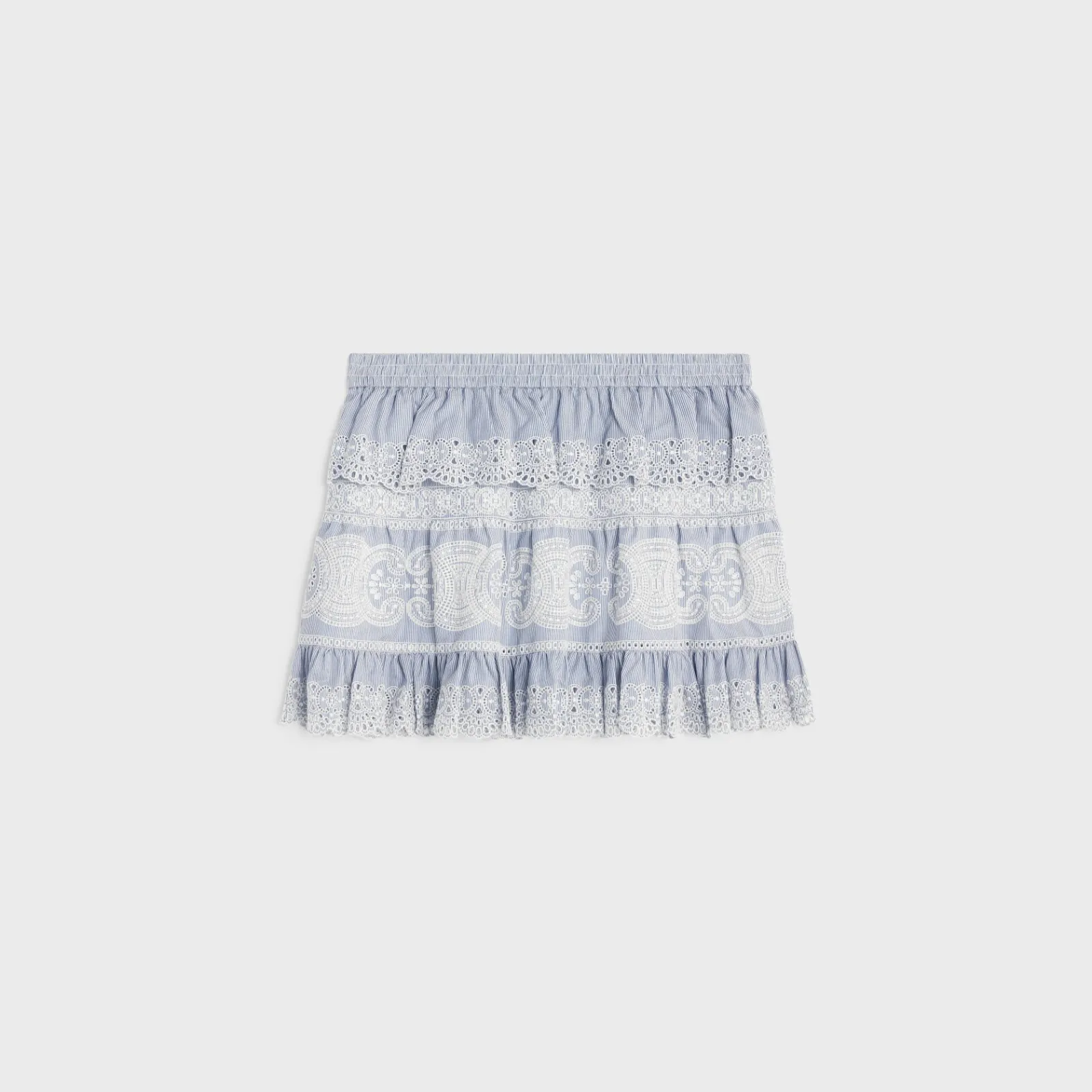 Discount embroidered mini skirt in striped cotton and cashmere Women Dresses And Skirts