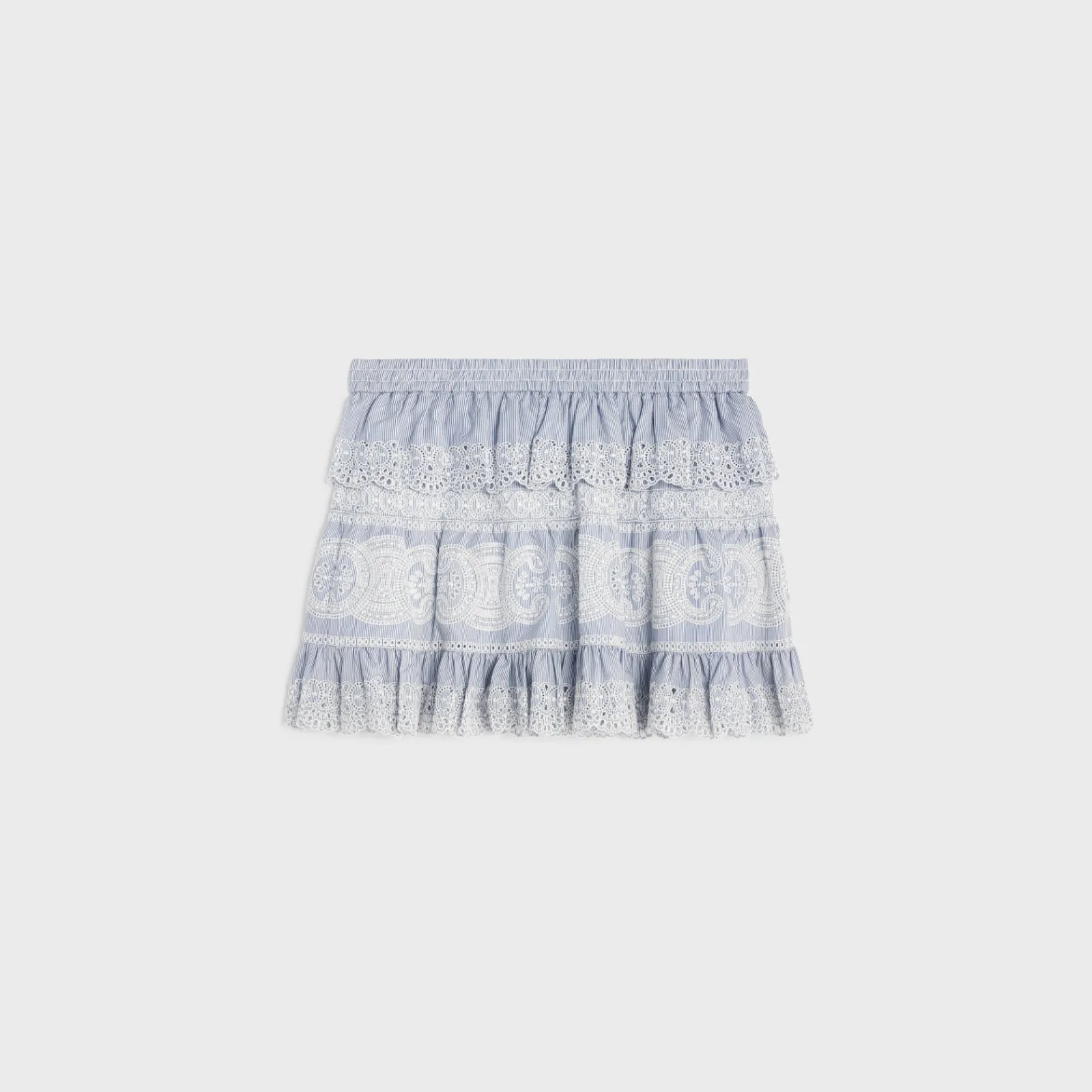 Discount embroidered mini skirt in striped cotton and cashmere Women Dresses And Skirts